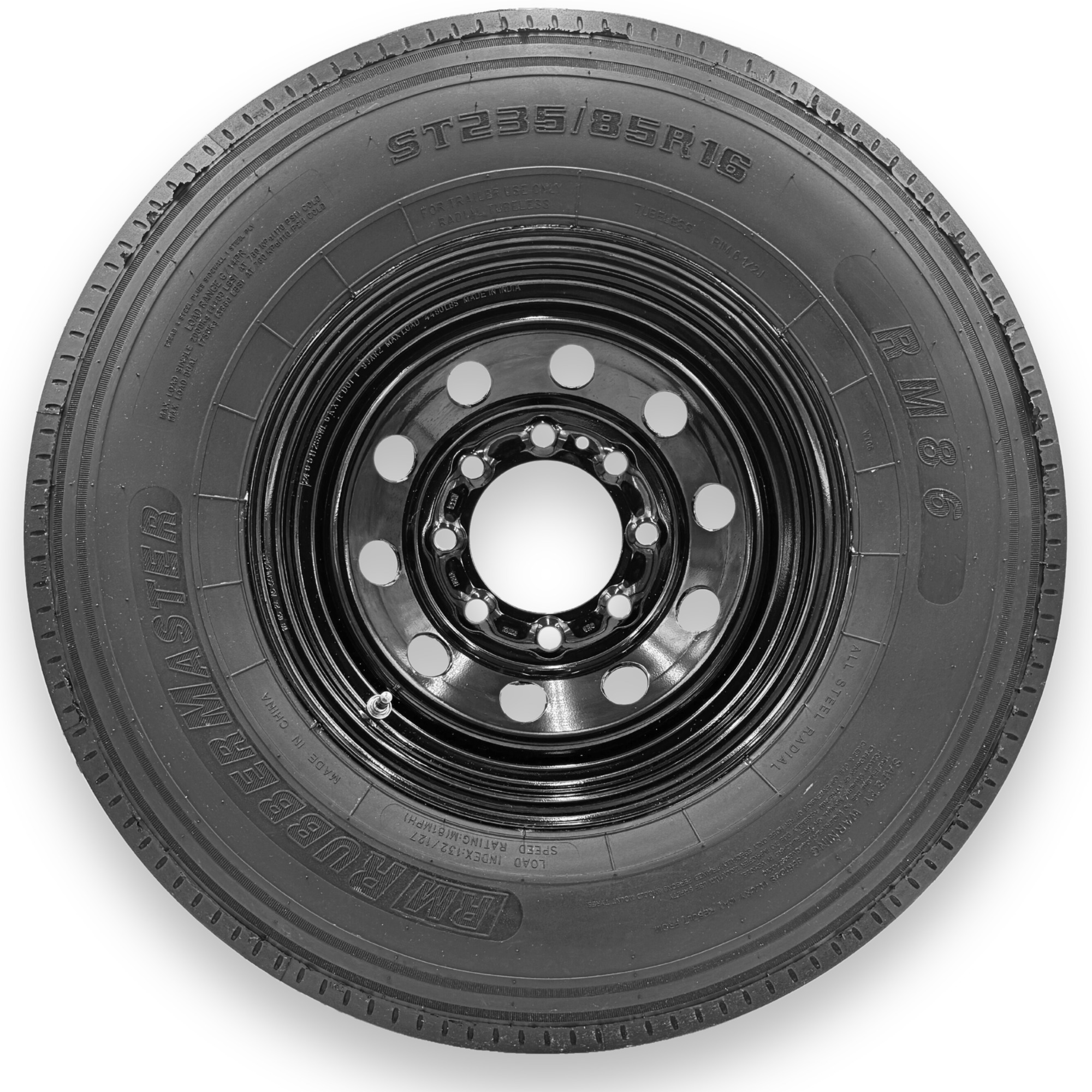 RubberMaster ST235/85R16 14 Ply TL Highway Rib Tire on a 8 on 6.5 Bolt Black Modular Wheel